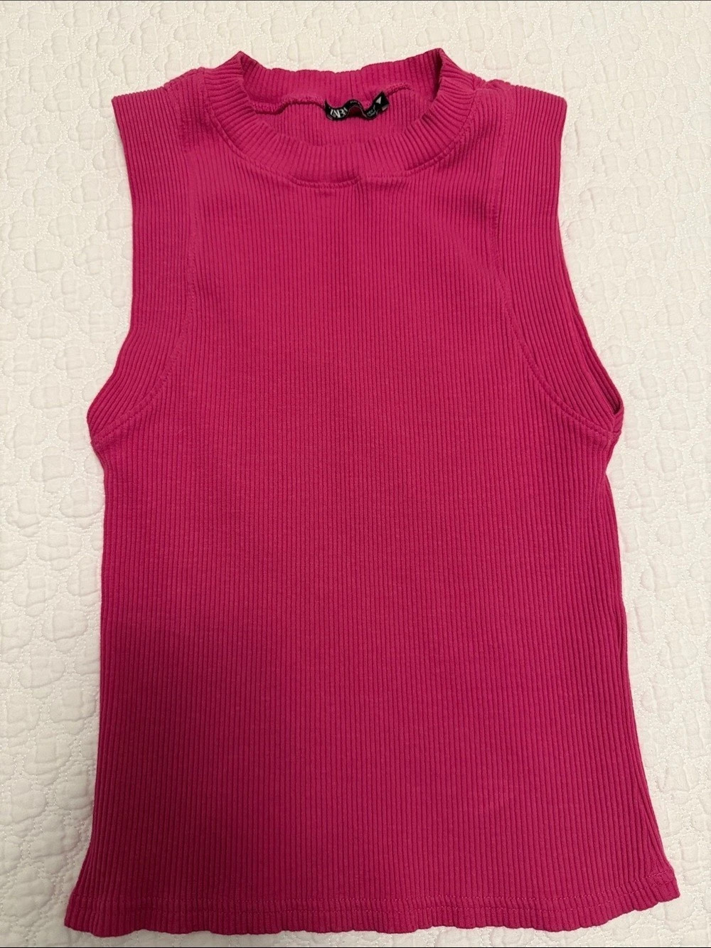 Zara Ribbed Sleeveless Top in Pink Size Small